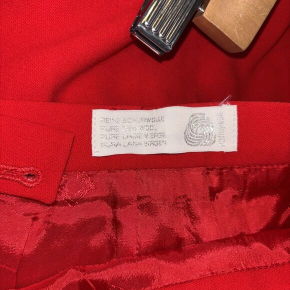 Escada Two Piece Skirt Suit Set Short Sleeve Blazer Women 40 42 M Red Wool Zip - Picture 14 of 16